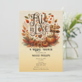 Herfst in Love Pumpkins & Leaves Vrijgezellenfeest Kaart (Staand voorkant)