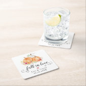 Herfst in Love Pumpkins Wedding Kartonnen Onderzetters (Insitu)