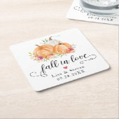 Herfst in Love Pumpkins Wedding Kartonnen Onderzetters (Schuin)