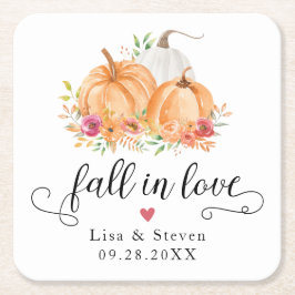 Herfst in Love Pumpkins Wedding Kartonnen Onderzetters