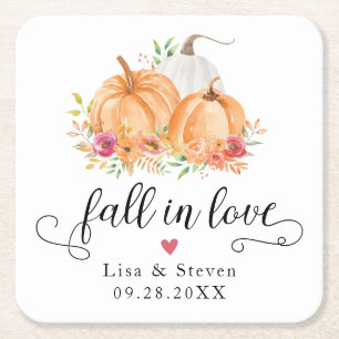 Herfst in Love Pumpkins Wedding Kartonnen Onderzetters