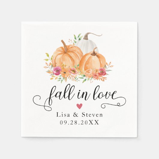Herfst in Love Pumpkins Wedding Napkins Servet (Voorkant)