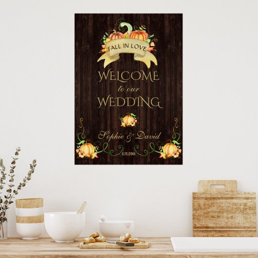 Herfst in Love Pumpkins Welcome Weddenschap Poster (Keuken)