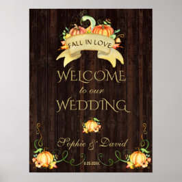 Herfst in Love Pumpkins Welcome Weddenschap Poster