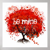 Herfst in Love Red Tree met hartfalen Poster (Voorkant)