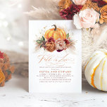 Herfst in Love Rehearsal Dinner Rust Flowers Pumpk Kaart<br><div class="desc">Herfst in Love - rehearsal diner nodigt uit tot een waterverf oranje pompoen met terracotta,  Bourgogne,  roestbloemen en pampasgras.</div>