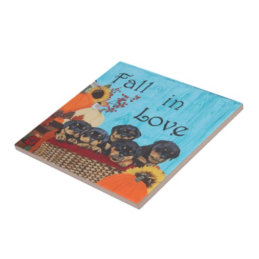 Herfst in Love Rottweiler Print Tegeltje (Zijkant)