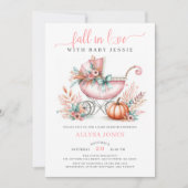 Herfst In Love Roze Herfst Bloemen Baby shower Kaart (Voorkant)