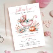 Herfst In Love Roze Herfst Bloemen Baby shower Kaart