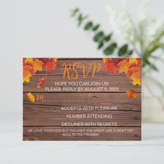 Herfst in Love RSVP Card (Staand voorkant)