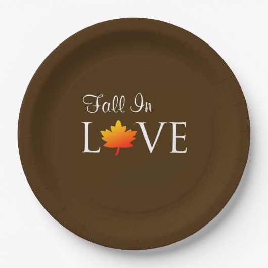 Herfst in Love Rustic Autumn Wedding Oranje Leaf Papieren Bordje (Voorkant)