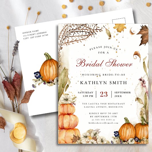 Herfst in Love Rustic Autumn Wedding Vrijgezellenf Uitnodiging Briefkaart