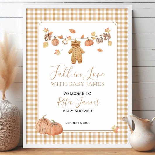 Herfst in Love Rustic Boho Herfst Baby shower Welk Poster
