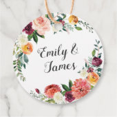 Herfst in Love Rustic Burgundy Floral Wedding Bedankjes Labels (Achterkant)