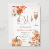 Herfst In Love Rustic Floral Herfst Engagement Par Kaart (Voorkant)