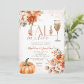 Herfst In Love Rustic Floral Herfst Engagement Par Kaart (Staand voorkant)