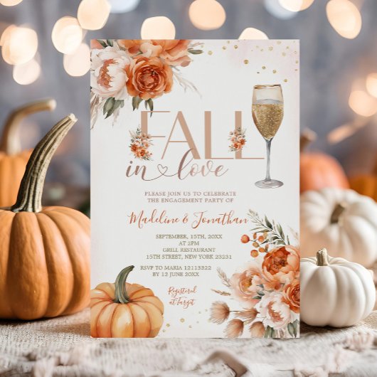 Herfst In Love Rustic Floral Herfst Engagement Par Kaart