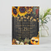 Herfst in Love Rustic floral wood verlovingsfeest Kaart (Staand voorkant)
