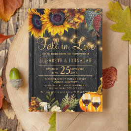Herfst in Love Rustic floral wood verlovingsfeest Kaart