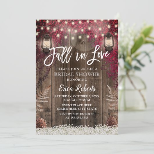 Herfst in Love Rustic Flower & Lantern Vrijgezelle Kaart (Staand voorkant)