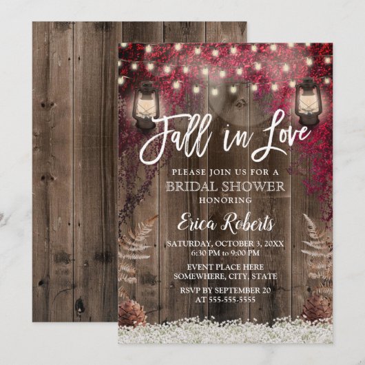Herfst in Love Rustic Flower & Lantern Vrijgezelle Kaart (Voorkant / Achterkant)