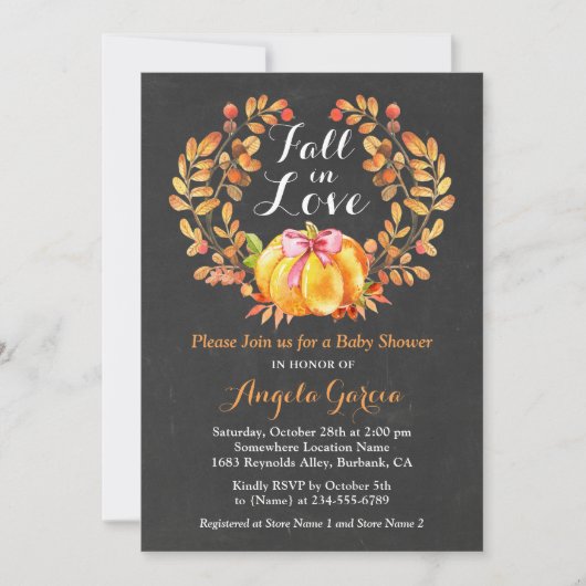Herfst in Love Rustic Pumpkin Baby shower Uitnodig Kaart (Voorkant)