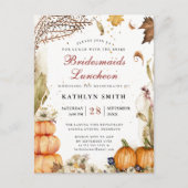 Herfst in Love Rustic Pumpkin Bridesmaids Luncheon Uitnodiging Briefkaart (Voorkant)