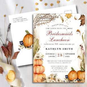 Herfst in Love Rustic Pumpkin Bridesmaids Luncheon Uitnodiging Briefkaart