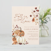 Herfst in Love Rustic Pumpkin Floral Vrijgezellenf Kaart (Staand voorkant)