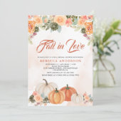 Herfst in Love Rustic Pumpkin Floral Vrijgezellenf Kaart (Staand voorkant)