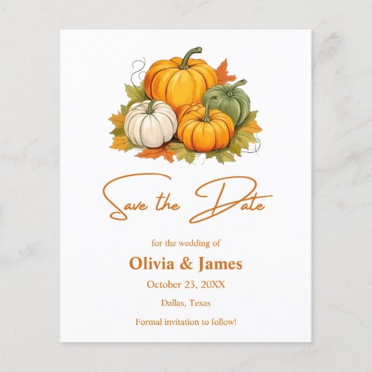 Herfst In Love Rustic Pumpkin Wedding Save The Dat (Voorkant)