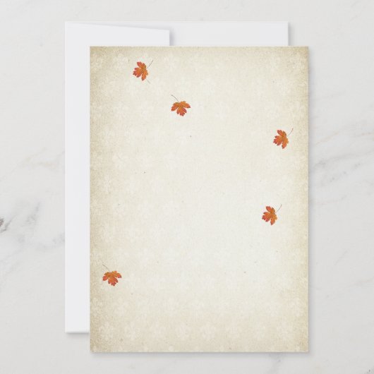 Herfst in Love Rustic Wedding Invitation Kaart (Achterkant)