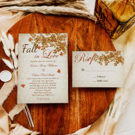 Herfst in Love Rustic Wedding Invitation Kaart
