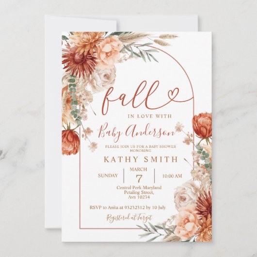 Herfst In Love Rustic Wildlower Arch Baby shower Kaart (Voorkant)