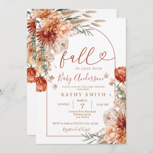 Herfst In Love Rustic Wildlower Arch Baby shower Kaart (Voorkant / Achterkant)