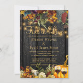 Herfst in Love Rustic wood floral verlovingsfeest Kaart (Voorkant)