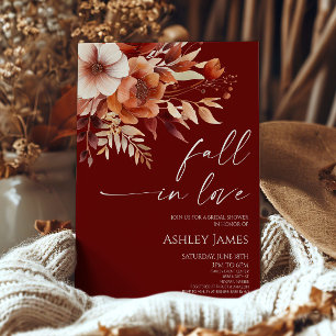 Herfst in Love Rusty Bourgondië Bloemen Vrijgezell Kaart