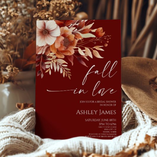 Herfst in Love Rusty Bourgondië Bloemen Vrijgezell Kaart