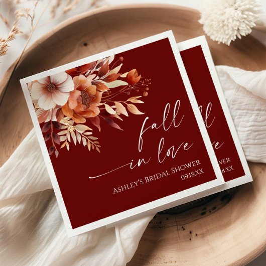 Herfst in Love Rusty Bourgondië Bloemen Vrijgezell Servet