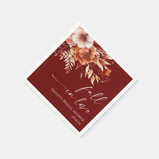 Herfst in Love Rusty Bourgondië Bloemen Vrijgezell Servet (Hoek)