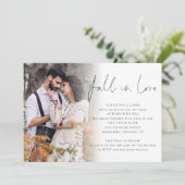 Herfst in Love Script Photo Overlay QR Code Wedden Kaart (Staand voorkant)