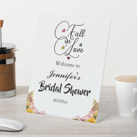 Herfst in Love Script Vrijgezellenfeest Welkom Taf Reclamebord Met Voetstuk (Insitu)