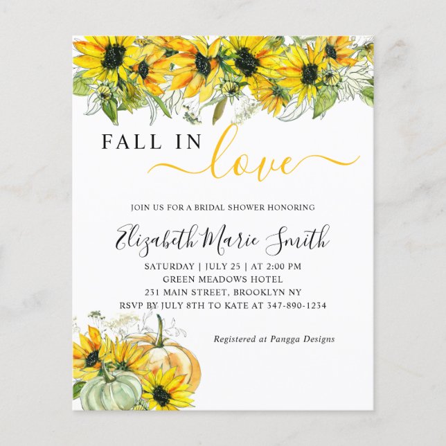 Herfst in Love Sunflower Pumpkin Vrijgezellenfeest (Voorkant)