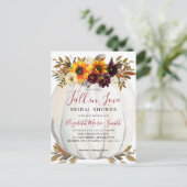 Herfst in Love Sunflower Red Pumpkin Vrijgezellenf Briefkaart (Staand voorkant)