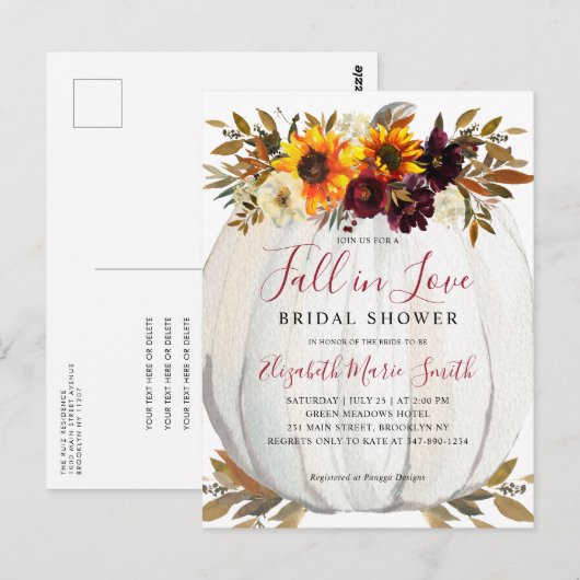 Herfst in Love Sunflower Red Pumpkin Vrijgezellenf Briefkaart (Voorkant / Achterkant)