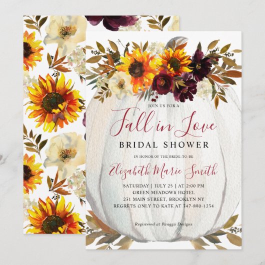 Herfst in Love Sunflower Red Pumpkin Vrijgezellenf Kaart (Voorkant / Achterkant)