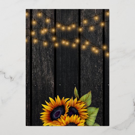 Herfst in Love sunflower roustige trouwgoudscript Folie Uitnodiging (Achterkant)