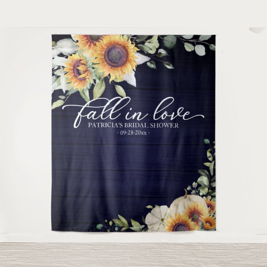 Herfst in Love Sunflower Vrijgezellenfeest Backdro Wandkleed (Voorkant)