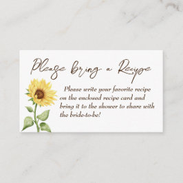 Herfst in Love Sunflower vrijgezellenfeest Recept Informatiekaartje