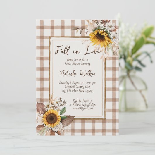 Herfst in Love Sunflowers Country vrijgezellenfees Kaart (Staand voorkant)